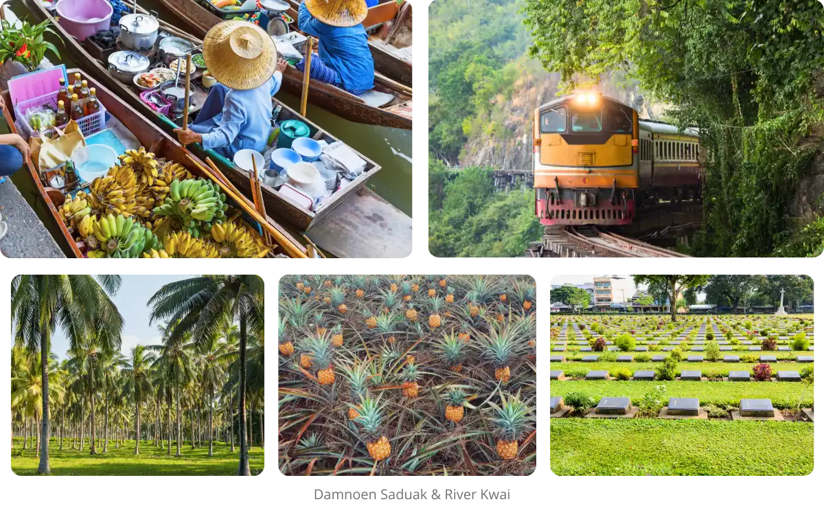 Damnoen Saduak and River Kwai Private Tour