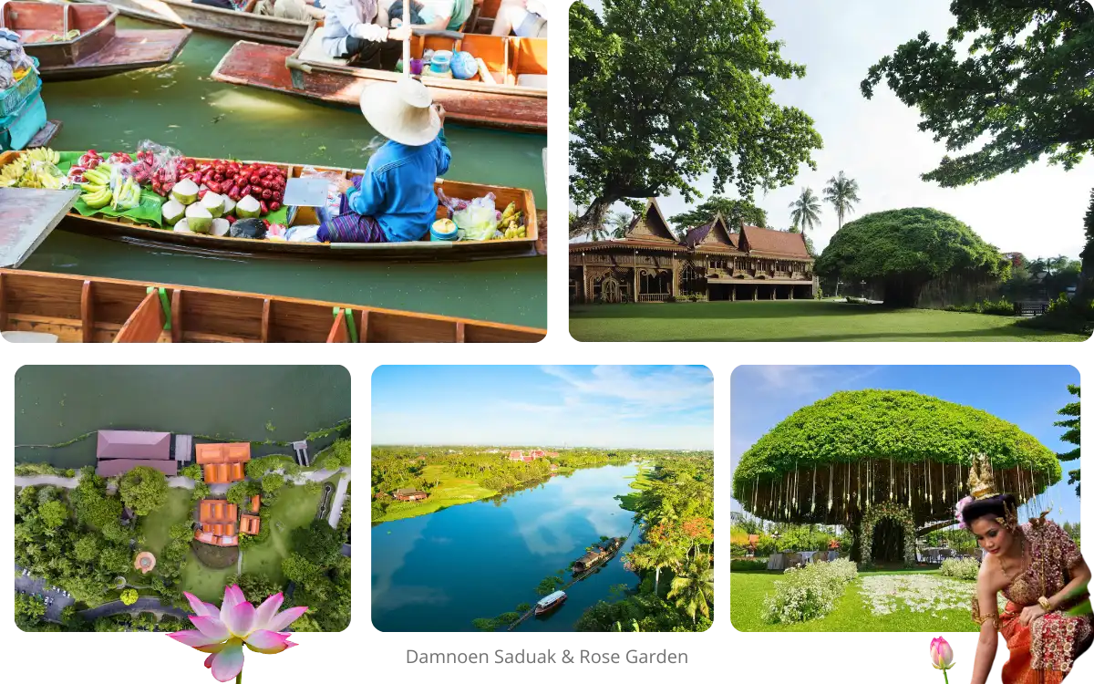 Damnoen Saduak and Rose Garden Private Tour