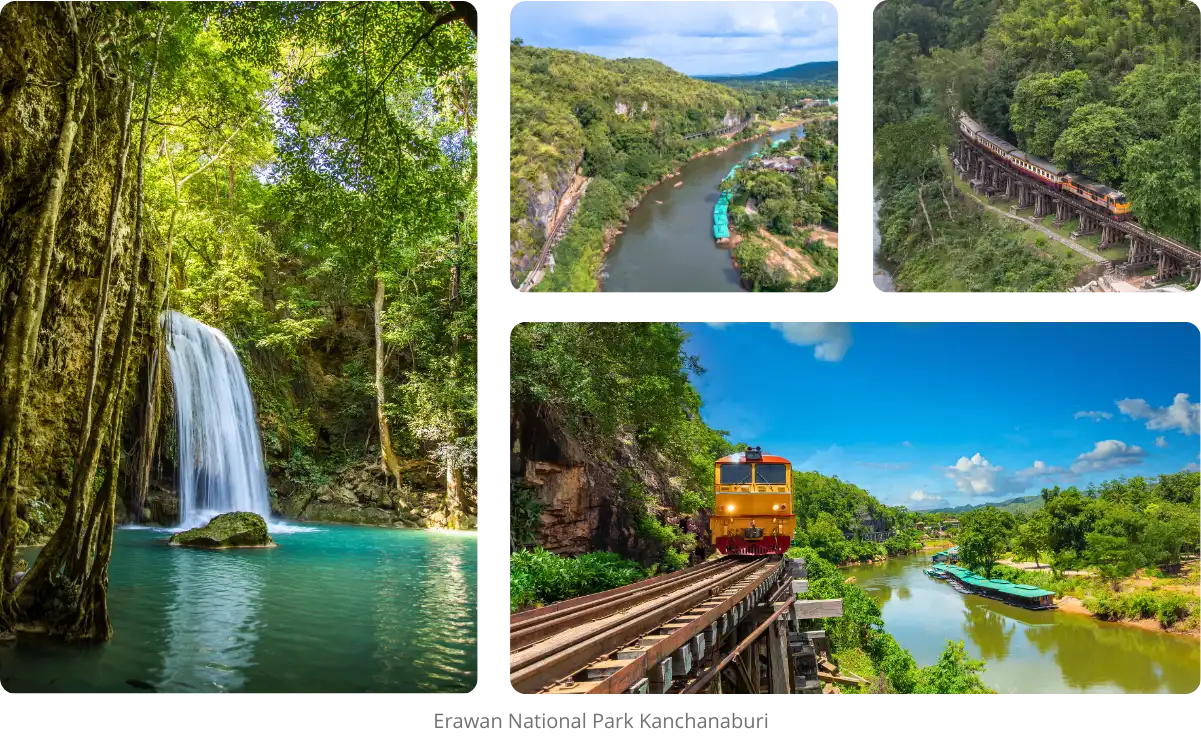 Erawan Waterfall and Kanchanaburi Private Tour